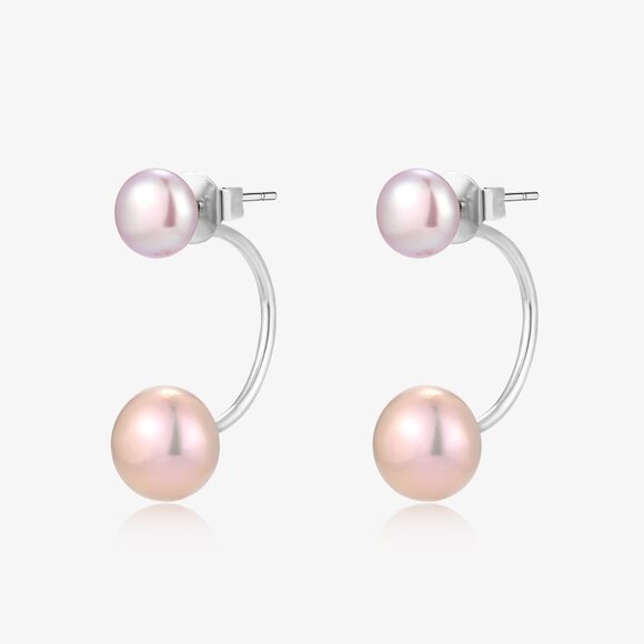 Lyra Earrings Double Fresh Water Pearl Earrings Jacket Design - Picture 2 of 5